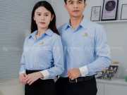 Mẫu Đồng Phục Áo Sơ Mi Dài Tay Màu Xanh Kẻ Sọc