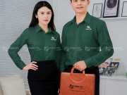 Mẫu Áo Sơ Mi Đồng Phục Công Sở Màu Xanh Rêu
