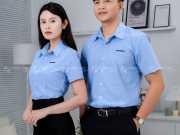 Mẫu Áo Sơ Mi Đồng Phục Tay Ngắn Màu Xanh Dương 