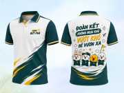 Mẫu Áo Polo Teambuilding Màu Xanh Rêu Phối Trắng