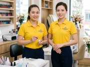 Mẫu Áo Thun Cổ Trụ Kỹ Thuật Viên Tiệm Nail 