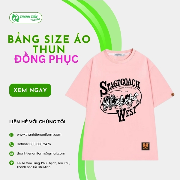 Bảng Size Áo Thun Đồng Phục Nam Nữ