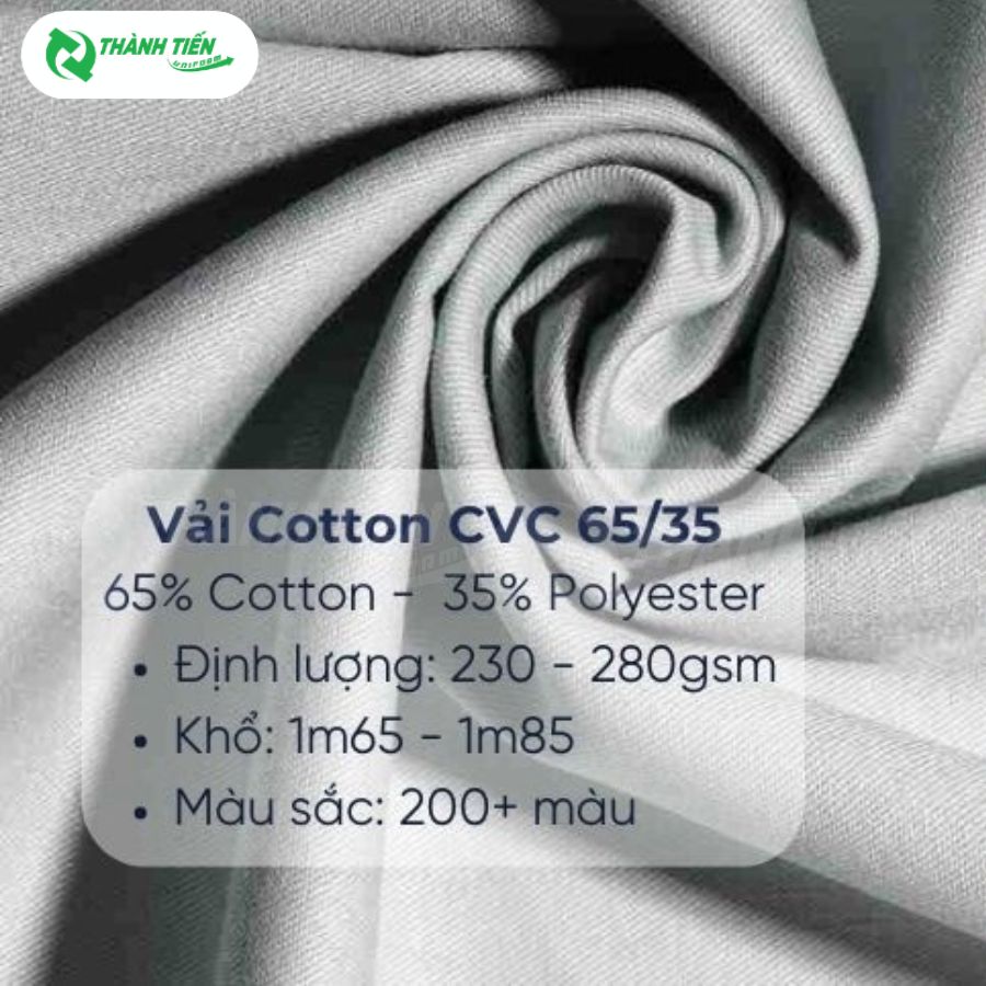 Vải thun cotton 65/35 co giãn tốt và thoải mái khi mặc.