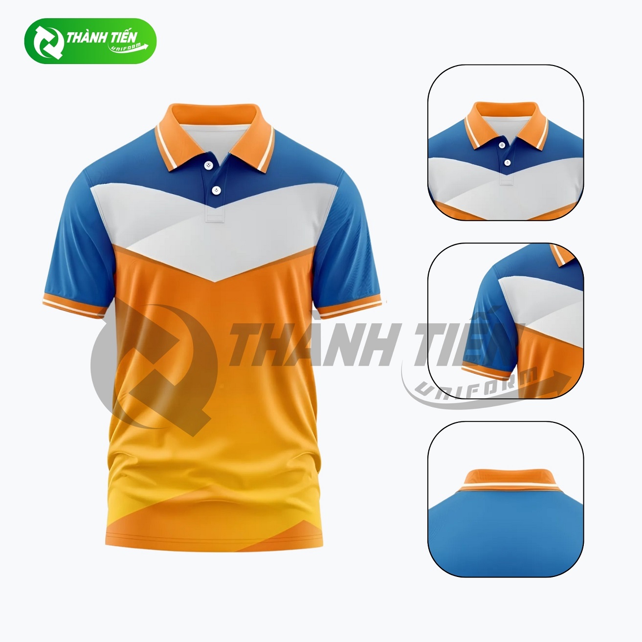 Chi tiết mẫu &aacute;o polo đồng phục c&ocirc;ng ty cam xanh trắng