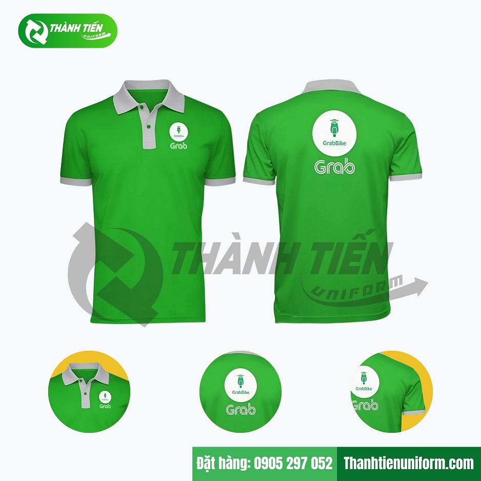 Chi tiết mẫu &aacute;o polo đồng phục c&ocirc;ng ty grab bike
