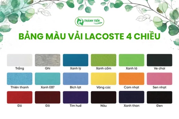 Bảng màu vải cá sấu polyester 4 chiều