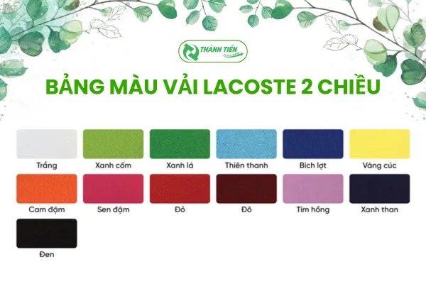 Bảng màu vải cá sấu polyester 2 chiều