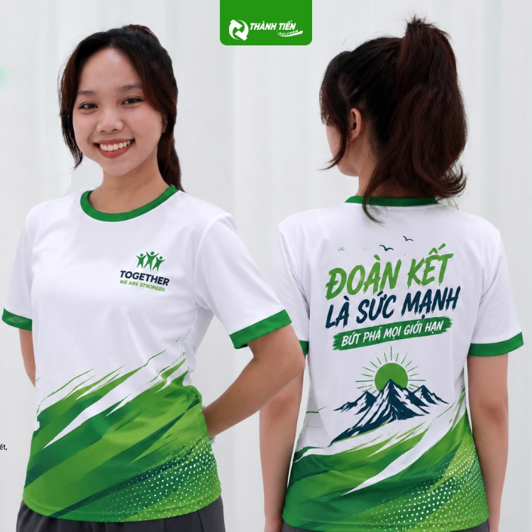 Mẫu Áo Teambuilding Trắng Phối Xanh Lá