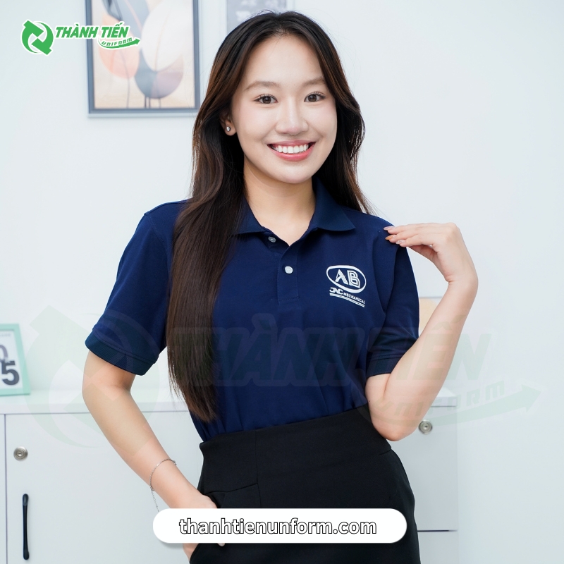 Mẫu áo polo đồng phục màu xanh đen
