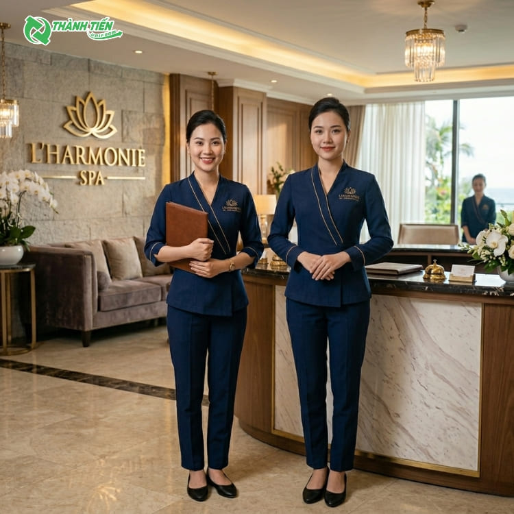 Mẫu Đồng Phục Spa Thẩm Mỹ Viện Màu Xanh