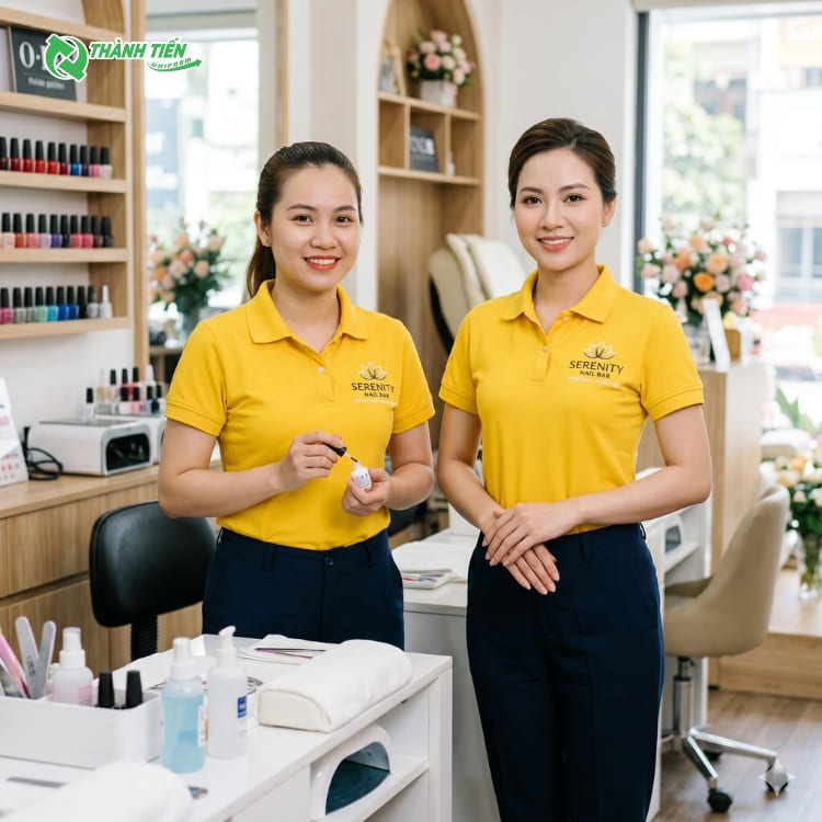 Mẫu Áo Thun Cổ Trụ Kỹ Thuật Viên Tiệm Nail 