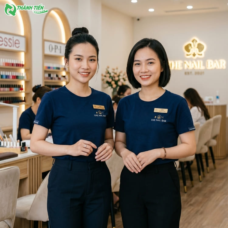 Mẫu Áo Cổ Tròn Đồng Phục Thợ Nail 